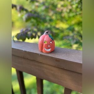 Vntg Mini Ceramic Pumpkin Decor/Tealight